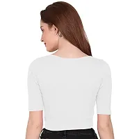 THE BLAZZE 1055 Women's Full Sleeve Crop Tops Sexy Strappy Tees (XX-Large, White)-thumb1