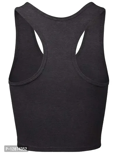 THE BLAZZE Women's Cotton Racerback Basic Crop Tank Tops (Small, Charcoal Melange)-thumb3