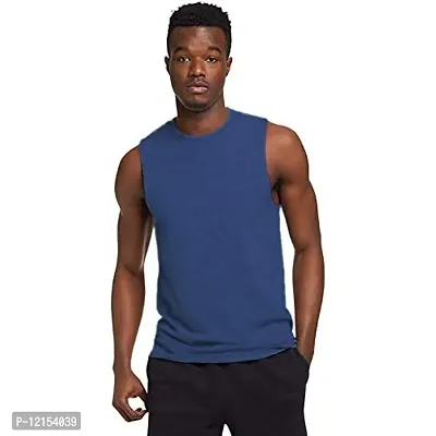 THE BLAZZE Men's Sleeveless T-Shirt (Small(36?/90cm - Chest), Blue)