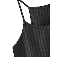 THE BLAZZE Women's Summer Basic Sexy Strappy Sleeveless Racerback Camisole Crop Top (Large, Black Green)-thumb4