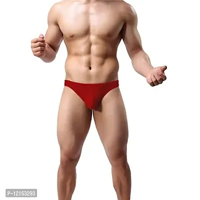 THE BLAZZE Men's Soft Low Rise G-String Underwear Sexy Mid Coverage Back Briefs (X-Large-(38""/95cm), Red)