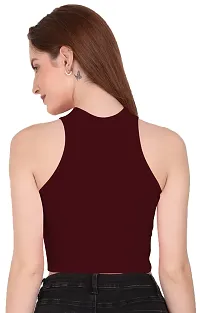 THE BLAZZE 1025 Women's Basic Sexy Solid Slim Fit Sleeveless Crop Top T-Shirt for Women-thumb2