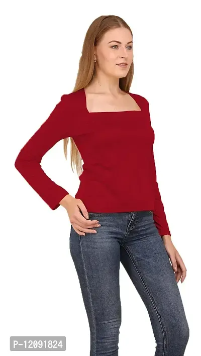 THE BLAZZE 1414 Women's Stylish Western Square Neck Full Sleeves Women's Top (XS, Color_04)