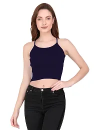 THE BLAZZE 1002 Women's Sleeveless Crop Tops Sexy Strappy Tees (Small(30"-32"), S - Navy)-thumb2