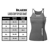 THE BLAZZE Women's Sleeveless Crop Tops Sexy Strappy Tees (XL, Navy)-thumb3