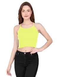 THE BLAZZE 1002 Women's Sleeveless Crop Tops Sexy Strappy Tees (X-Small(28""-30""), U - Light Yellow)-thumb1