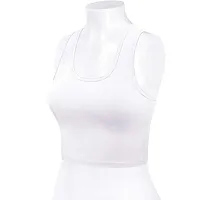 THE BLAZZE Women's Cotton Racerback Basic Crop Tank Tops (Medium, White)-thumb3