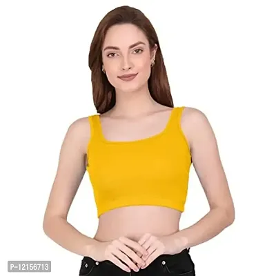 THE BLAZZE 1044 Women's Summer Basic Sexy Strappy Sleeveleess Crop Top (Large, Yellow)