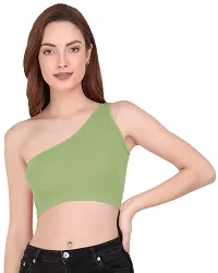 THE BLAZZE 1003 Women's Sleeveless Crop Tops Sexy Strappy Tees (S, Light Green)-thumb4