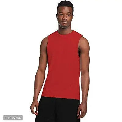 THE BLAZZE 0006 Men's Sleeveless T-Shirt Gym Tank Gym Tank Stringer Tank Tops Gym Vest Muscle Tee Gym Vest Vests Men Vest for Men T-Shirt for Men's (XX-Large(42?-44""), Red)