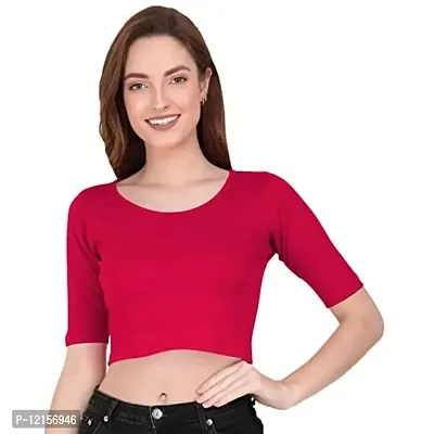 THE BLAZZE 1055 Crop Tops for Women (Large, Dark Pink)