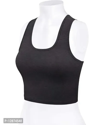 THE BLAZZE Women's Cotton Racerback Basic Crop Tank Tops (XX-Large, Charcoal Melange)-thumb4