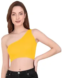 THE BLAZZE 1003 Women's Sleeveless Crop Tops Sexy Strappy Tees (XL, Light Yellow)-thumb4