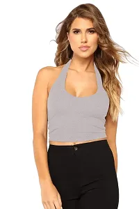 THE BLAZZE 1294 Women's Crop Top (Medium, Grey)-thumb2