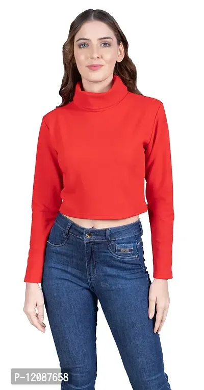 THE BLAZZE 1348 Women's High Turtle Neck Full Sleeve T-Shirt Top Crop Top for Women (Small, Color_06)