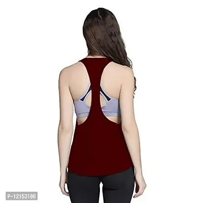 THE BLAZZE Women's Gym Vest Tank Top Camisole Women Spaghetti Racerback Crop Top Active Wear Yoga Workout Top (XX-Large(40?/100cm - Chest), Maroon)-thumb0