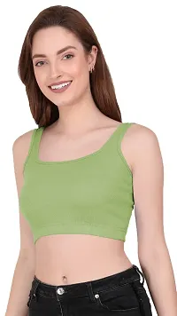 THE BLAZZE 1044 Women's Summer Basic Sexy Strappy Sleeveleess Crop Top (Large, Light Green)-thumb3