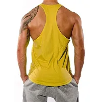 THE BLAZZE Men's Beast Tank Tops Muscle Gym Bodybuilding Vest Fitness Workout Train Stringers (XXL, Yellow)-thumb2