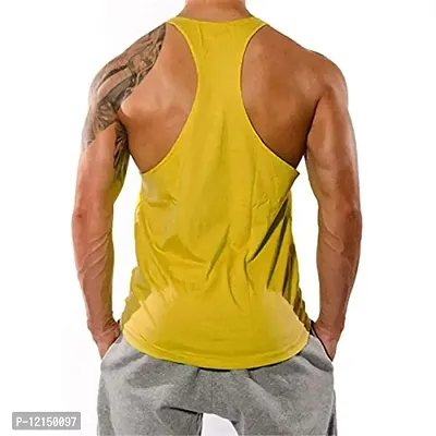 THE BLAZZE Men's Beast Tank Tops Muscle Gym Bodybuilding Vest Fitness Workout Train Stringers (XXL, Yellow)-thumb3