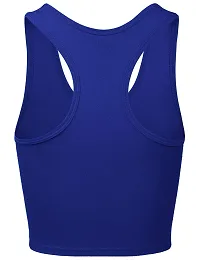 THE BLAZZE Women's Cotton Racerback Basic Crop Tank Tops (Medium, Royal Blue Royal Blue)-thumb3