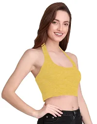 THE BLAZZE 1294 Women's Sleeveless Crop Tops Sexy Strappy Tees (XX-Large, Yellow Melange)-thumb3