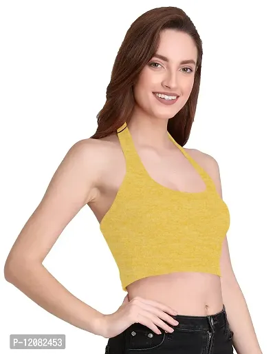 THE BLAZZE 1294 Women's Sleeveless Crop Tops Sexy Strappy Tees (XX-Large, Yellow Melange)-thumb4