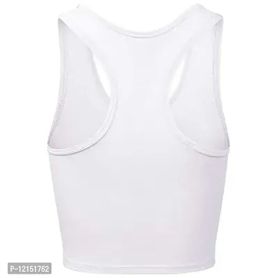 THE BLAZZE Women's Cotton Racerback Basic Crop Tank Tops (X-Large, White)-thumb3