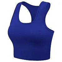 THE BLAZZE Women's Cotton Racerback Basic Crop Tank Tops (Medium, Royal Blue Royal Blue)-thumb2