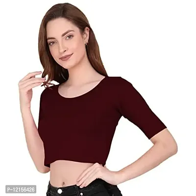 THE BLAZZE 1055 Women's Crop Top (Large, Maroon)-thumb5