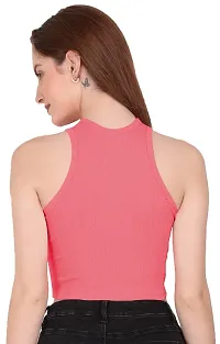 THE BLAZZE 1025 Women's Basic Sexy Solid Slim Fit Sleeveless Crop Top T-Shirt for Women-thumb2