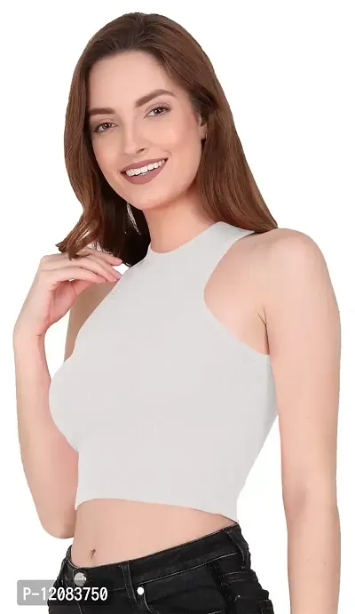 THE BLAZZE 1025 Women's Summer Basic Sexy Strappy Sleeveless Racerback Camisole Crop Top Top-thumb3