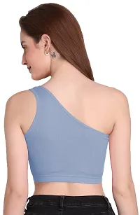 THE BLAZZE 1003 Women's Sleeveless Crop Tops Sexy Strappy Tees (XL, Royal Blue)-thumb2