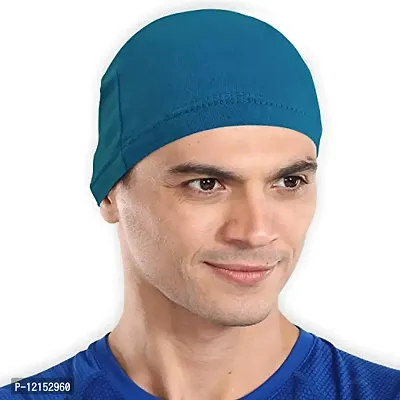 THE BLAZZE Cotton Helmet Cap (Free Size, Turquoises Blue)-thumb2