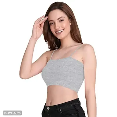 THE BLAZZE 1290 Crop Top for Women (Large, Grey)