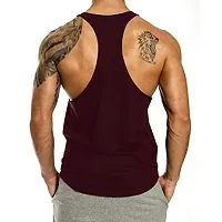 THE BLAZZE 0016 Men's Sleeveless T-Shirt Gym Tank Gym Tank Stringer Tank Tops Gym Vest Muscle Tee Gym Vest Vests Men Vest for Men T-Shirt for Men's (Medium(36-38), G - Maroon)-thumb1