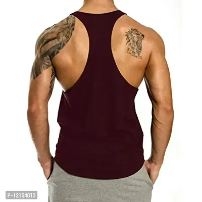 THE BLAZZE 0016 Men's Sleeveless T-Shirt Gym Tank Gym Tank Stringer Tank Tops Gym Vest Muscle Tee Gym Vest Vests Men Vest for Men T-Shirt for Men's (Medium(36-38), G - Maroon)-thumb2