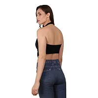 AD2CART A1589 Women's Casual Stretchy Halter Neck Sleeveless Crop Top (M, Color_01)-thumb1