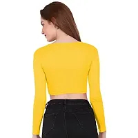 THE BLAZZE 1109 Sexy Women's Full Sleeve Tank Crop Tops Bustier Bra Vest Shorts Crop Top Bralette Blouse Top for Women (Small, Yellow)-thumb1