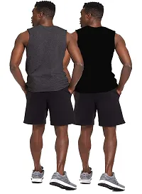 THE BLAZZE-Mens-Stringers-Muscle-TEE(Black+Dark Grey) Pack of 2 (XL - 95cm - 42inch)-thumb1