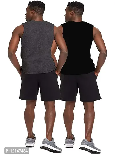 THE BLAZZE-Mens-Stringers-Muscle-TEE(Black+Dark Grey) Pack of 2 (XL - 95cm - 42inch)-thumb2