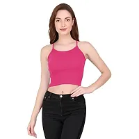 THE BLAZZE 1002 Women's Sleeveless Crop Tops Sexy Strappy Tees (Medium(32-34), Q - Dark Pink)-thumb2