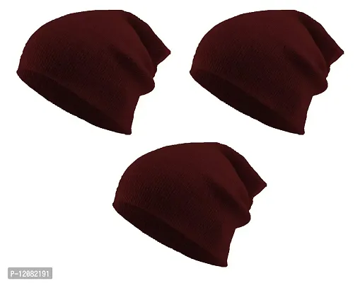 THE BLAZZE 2015 Winter Beanie Cap for Men and Women (Free, Maroon)