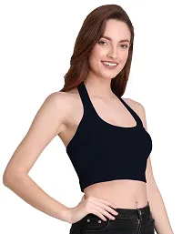 THE BLAZZE 1294 Women's Crop Top (Medium, Navy)-thumb3