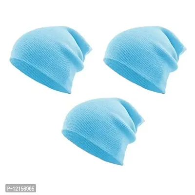 THE BLAZZE 2015 Winter Beanie Cap for Men and Women (Free Size, Turquoise Blue)