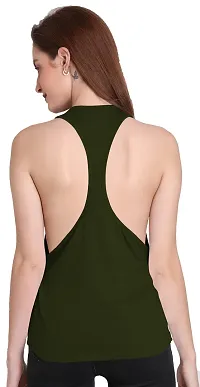 THE BLAZZE 1005 Women's Cotton Racerback Tank Top (XX-Large(38?-40""), N - Army Green)-thumb2