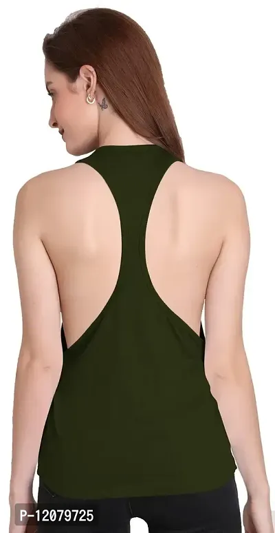 THE BLAZZE 1005 Women's Cotton Racerback Tank Top (XX-Large(38?-40""), N - Army Green)-thumb3