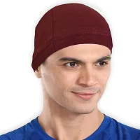 THE BLAZZE Cotton Helmet Cap (Maroon+Yellow)-thumb1