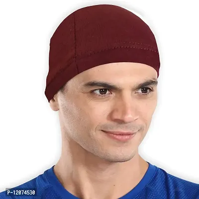 THE BLAZZE Cotton Helmet Cap (Maroon+Yellow)-thumb2