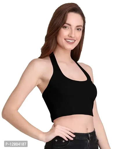 THE BLAZZE 1294 Crop Top for Women (X-Large, Black)