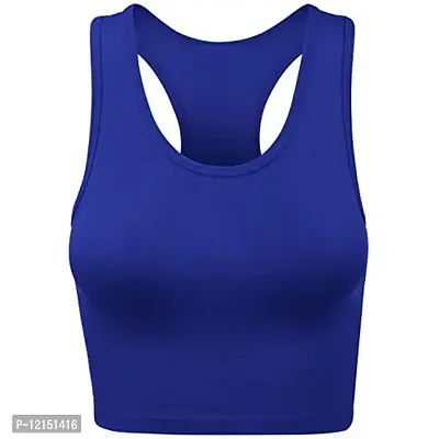 THE BLAZZE Women's Cotton Racerback Basic Crop Tank Tops (Medium, Royal Blue)